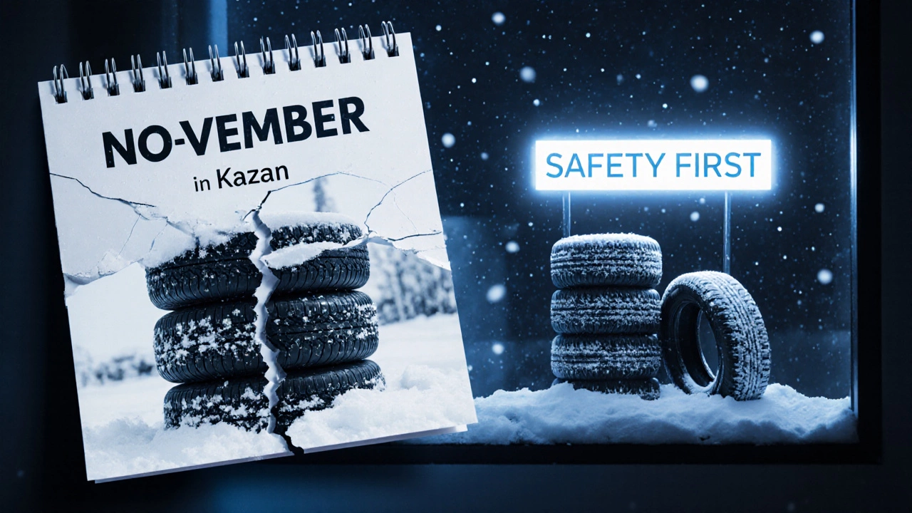 Календарь на ноябрь: всесезонные шины ломаются под снегом, зимние и летние стоят устойчиво.