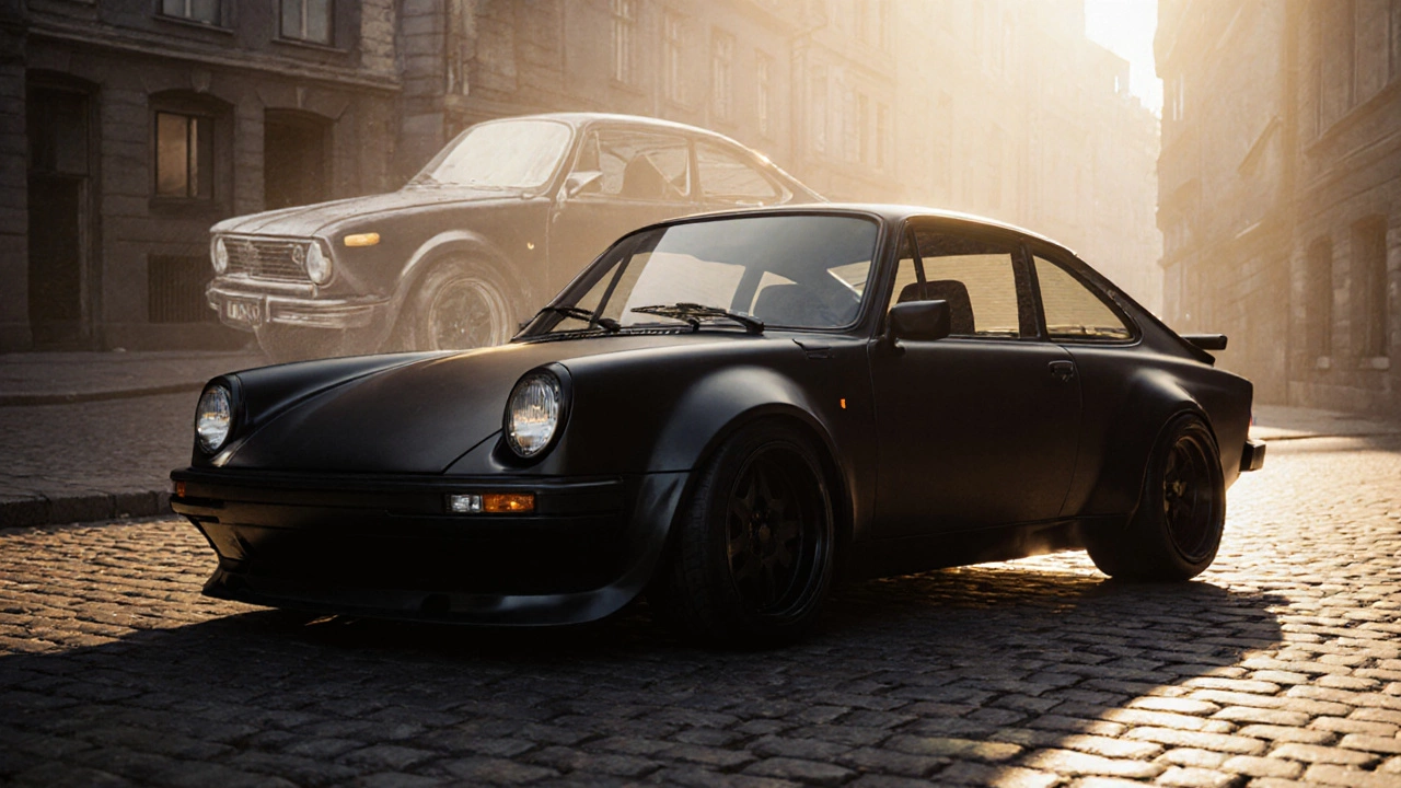 Ретро-тюнинг ВАЗ-2107 с современными LED-фарами и расширенными арками в золотой час.