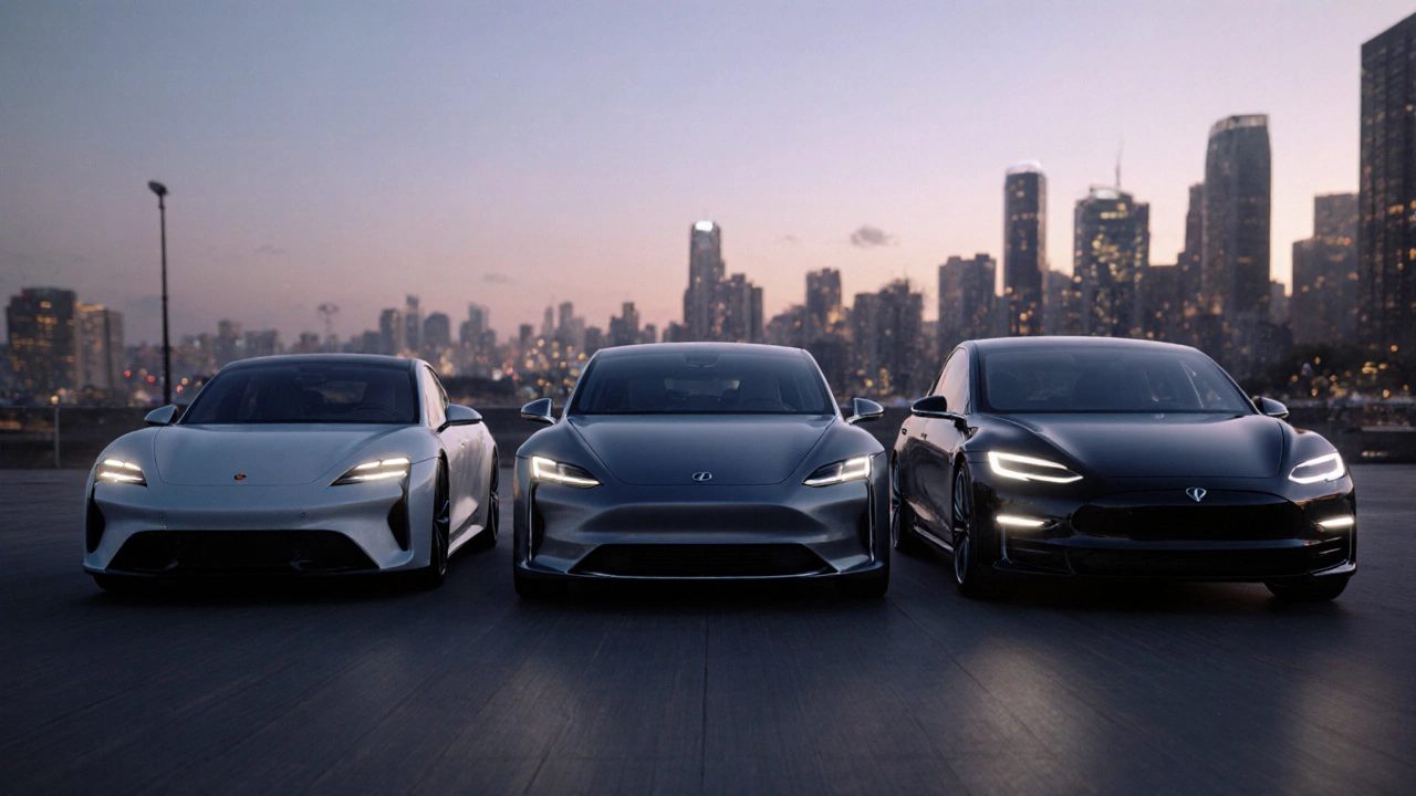 Три автомобиля, представляющие три стиля дизайна: спортивный, элегантный и урбанистический.