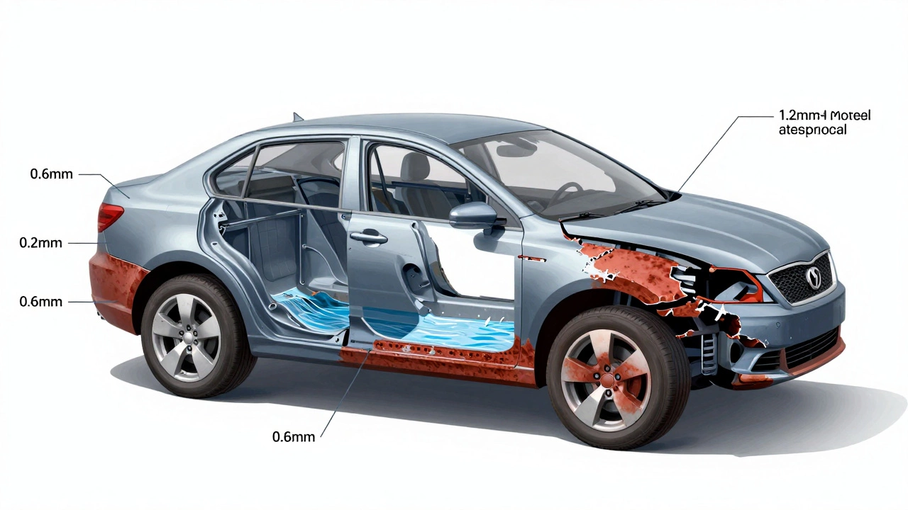 Схема тонкого металла и отсутствия дренажа в кузове старых автомобилей