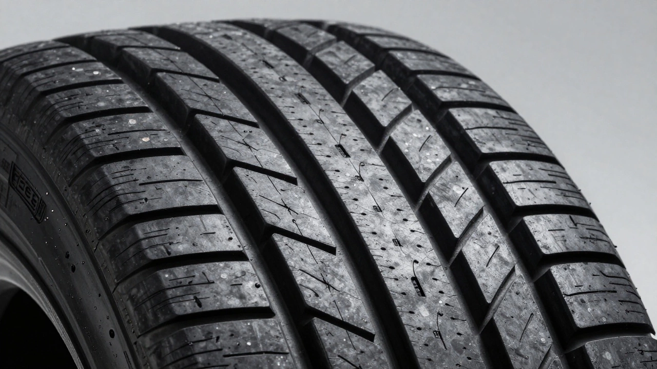 Протектор шины с индикаторами износа под увеличением