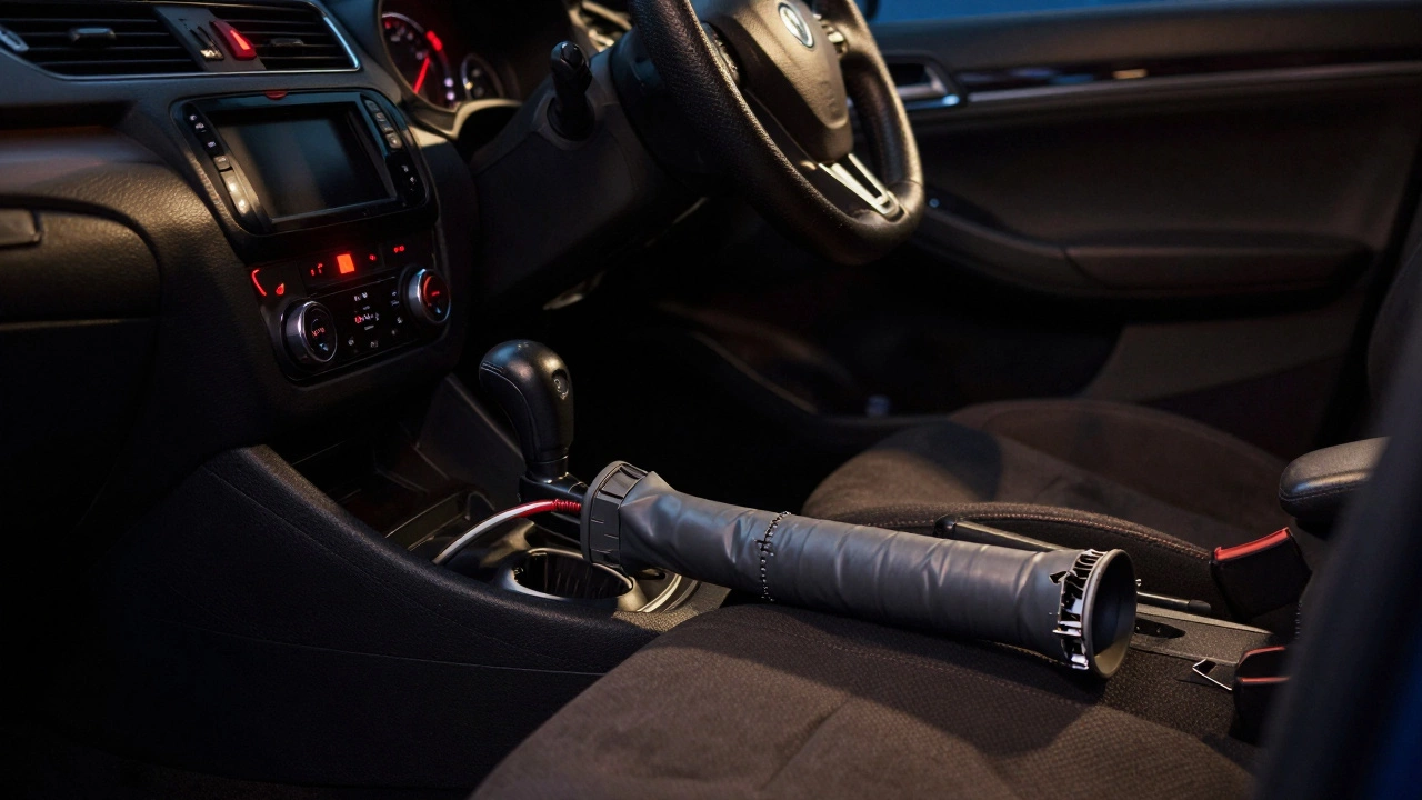 Снята подушка безопасности, рядом спортивный руль, в салоне горят красные предупреждающие огни.