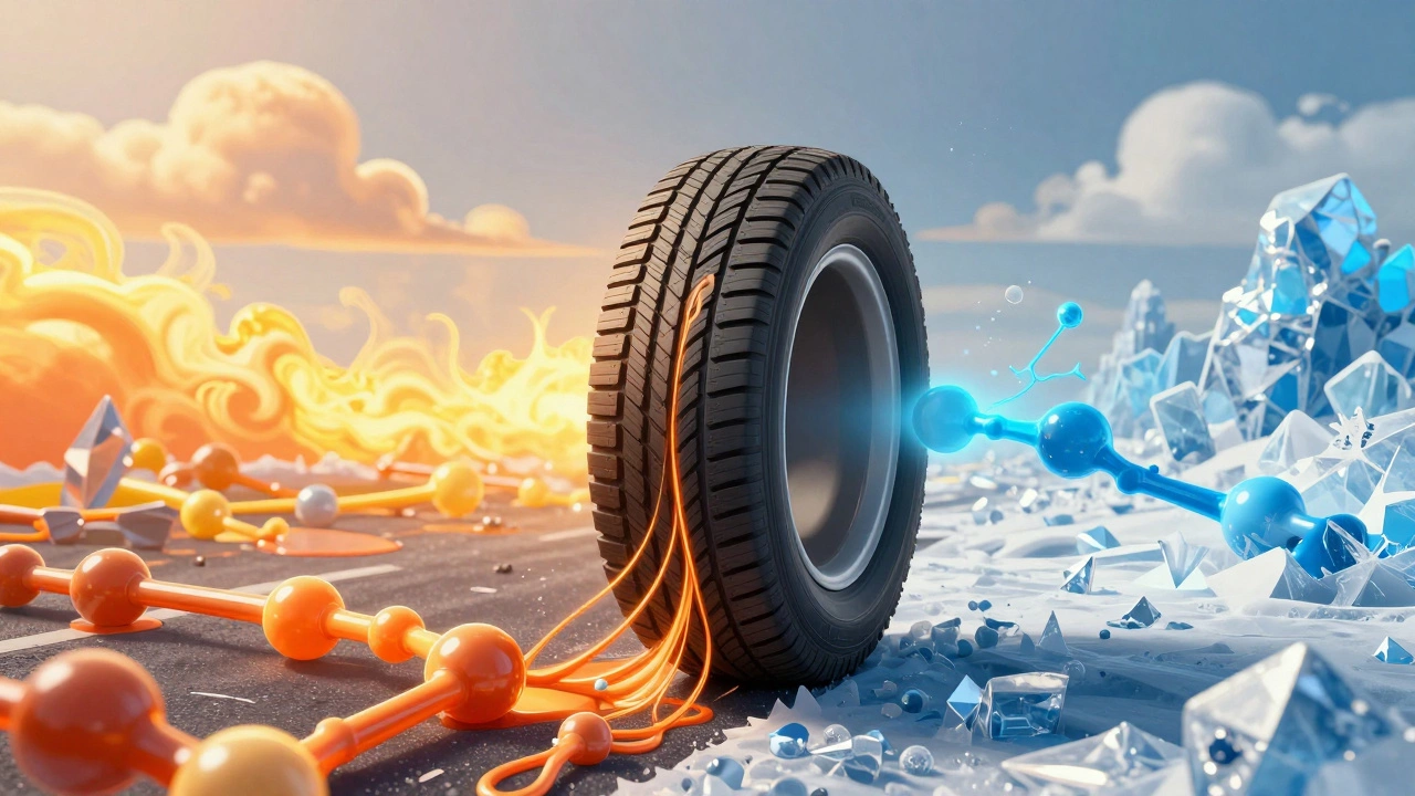 Визуализация влияния температуры на резину всесезонных шин