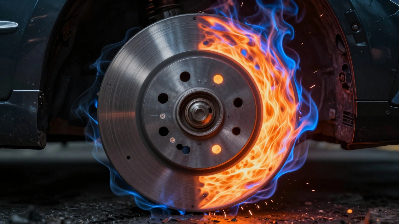 Перегрев тормозного диска с эффектом свечения