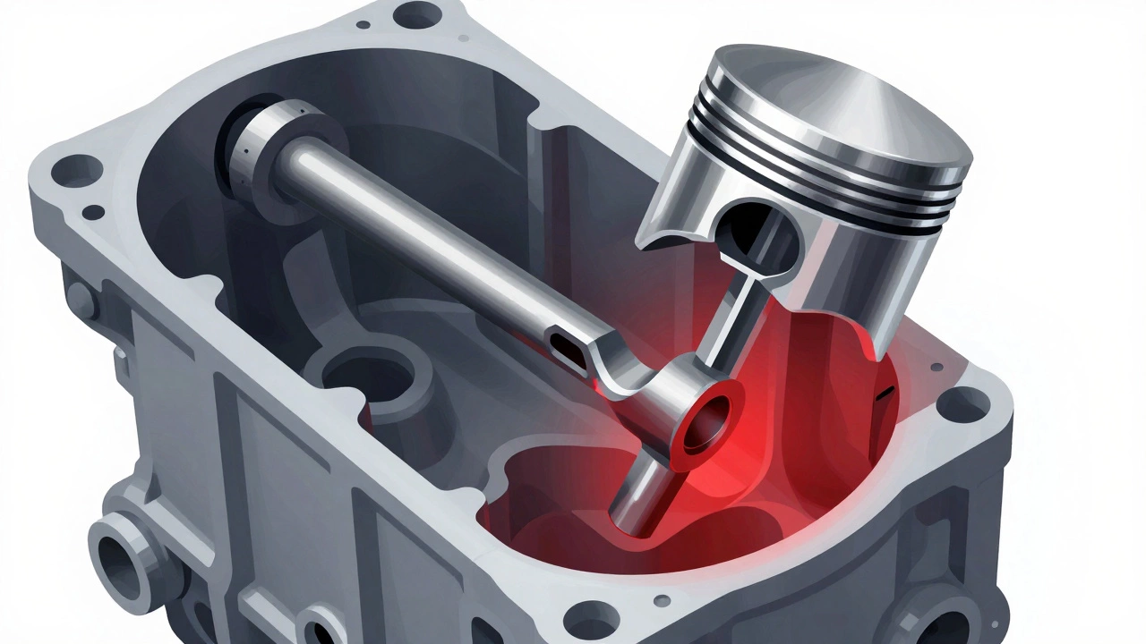 Схематичное изображение удара поршня о согнутый клапан в двигателе