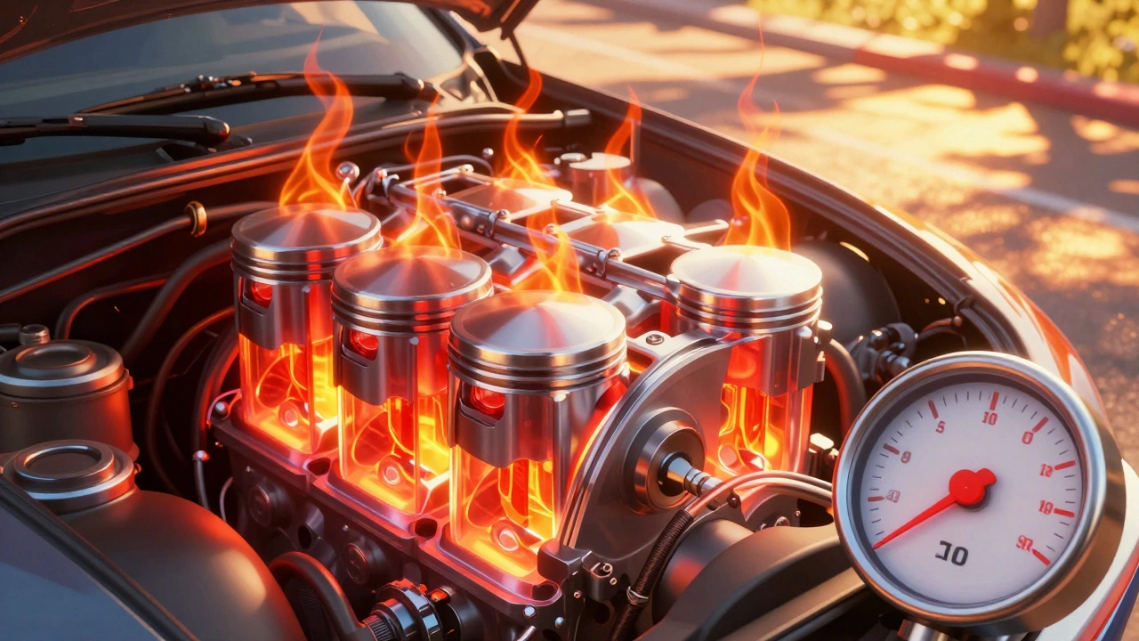 Перегретый двигатель автомобиля на жаре